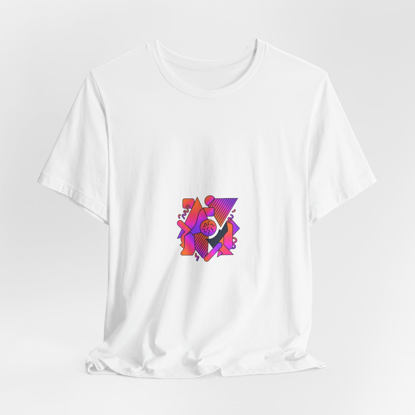 Retro Heart Geometry Tee — Colorful 90s-Inspired Love Graphic T-Shirt