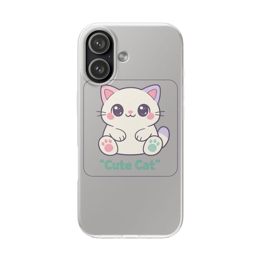 Cute Cat Phone Case – Clear Flexible iPhone Case with Kawaii Kitten Design