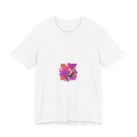 Retro Heart Geometry Tee — Colorful 90s-Inspired Love Graphic T-Shirt